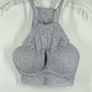 Pink Victoria’s Secret halter style lace padded bralette size medium